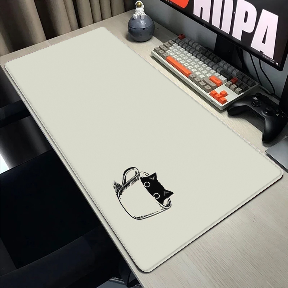 Gaming Accessories Companies - 会社のデスク用の大きなカワイイマウスパッド、かわいい猫、黒、灰色、900x400、マウスパッド、ラグ、オフィスアクセサリー、面白い、xxl