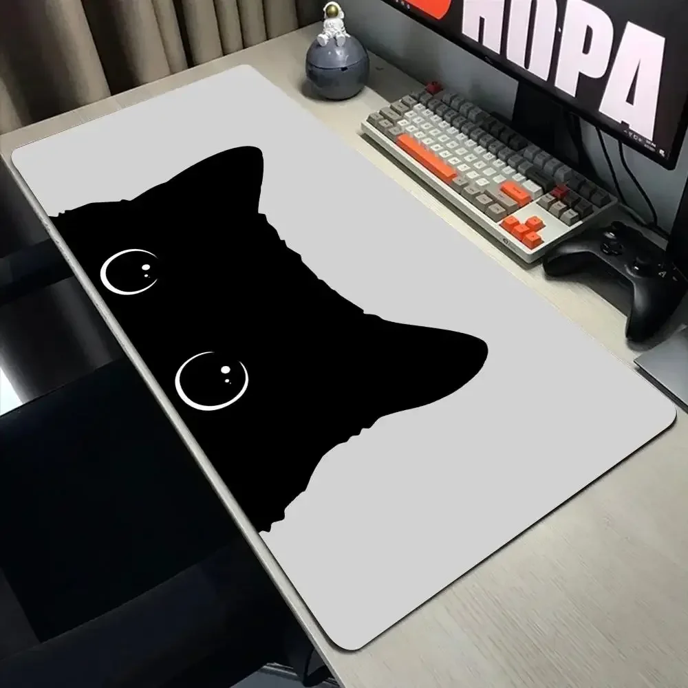 Gaming Accessories Companies - 面白い黒猫マウスパッドかわいい猫コンピュータ会社デスクパッド大型かわいいクッションオフィスアクセサリーラグ
