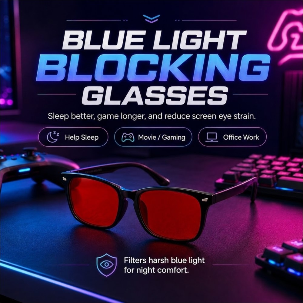 Gaming Glasses Tinted - ブルーライトカットゲーミングメガネ（赤色レンズ）、睡眠改善、男女兼用、コンピュータースクリーンの目の疲れ防止