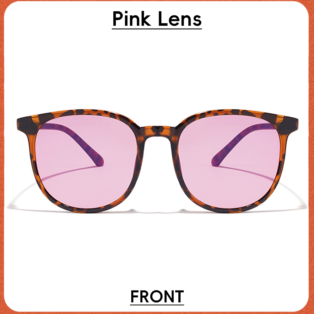 男女兼用丸型ブルーライトカットメガネ ピンクブラウン色調 U - Gaming Glasses Tinted のレビューと価格