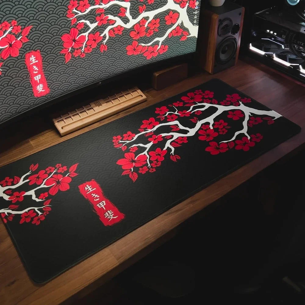 日本さくらマウスパッドかわいい黒と白のデスクマット大型マウス - Gaming Accessories Japan のレビューと価格