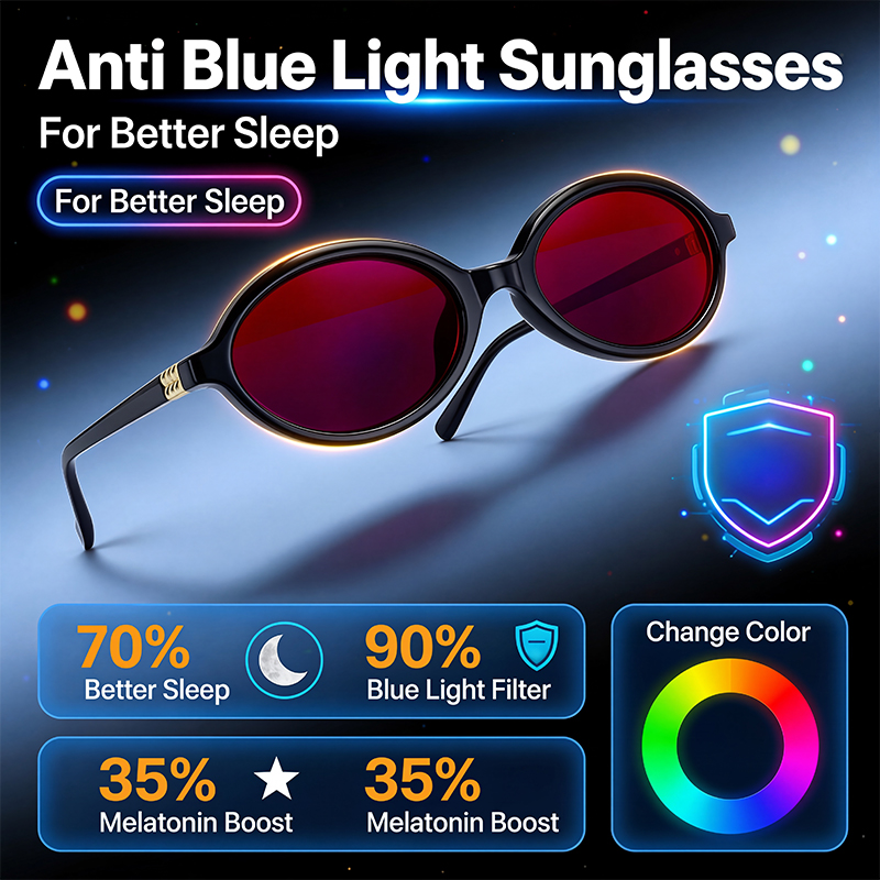 ブルーライトカットオーバルメガネ 男女兼用 快眠 レッドティ - Gaming Glasses Tinted のレビューと価格